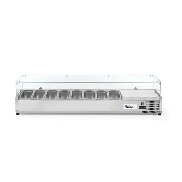Hendi Opzetkoelvitrine Arktic 8x GN 1/4 230V 180W RVS 1805x335x460mm Gecertificeerd