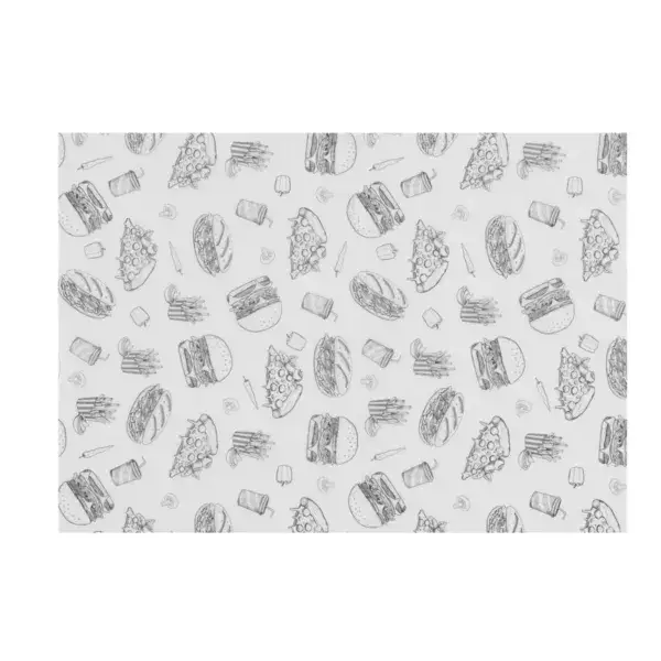 Vestbestendig papier, hendi, illustratie fast-food patroon, 500 st., 250x350mm Nieuw