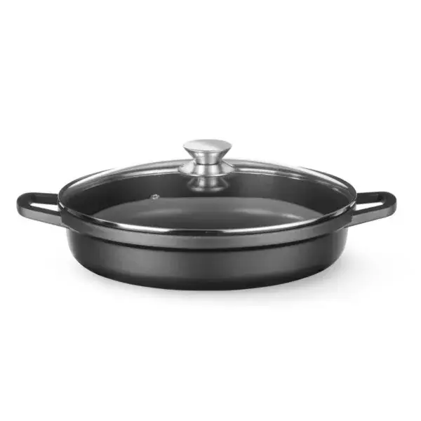 Beste Prijs Hendi braadpan 4,3L zwart gegoten aluminium met antiaanbaklaag en deksel 425x332x70mm