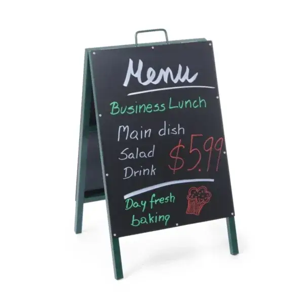 Weekendaanbieding Hendi krijtstoepbord 500x550 mm zwart met stalen frame