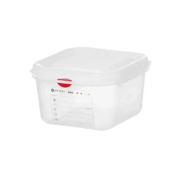 Gn 1/6 container, polypropyleen, hendi, gn 1/6, 1,7l, transparant, 176x162x(h)100mm, rechthoekig Nieuw