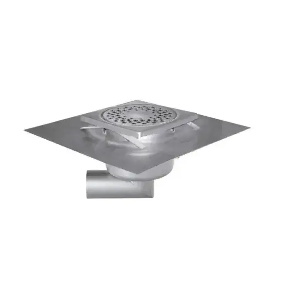 Rvs vloerafvoerput 150x150mm - zijdelingse afvoer 50mm Rechtstreeks Van De Fabrikant