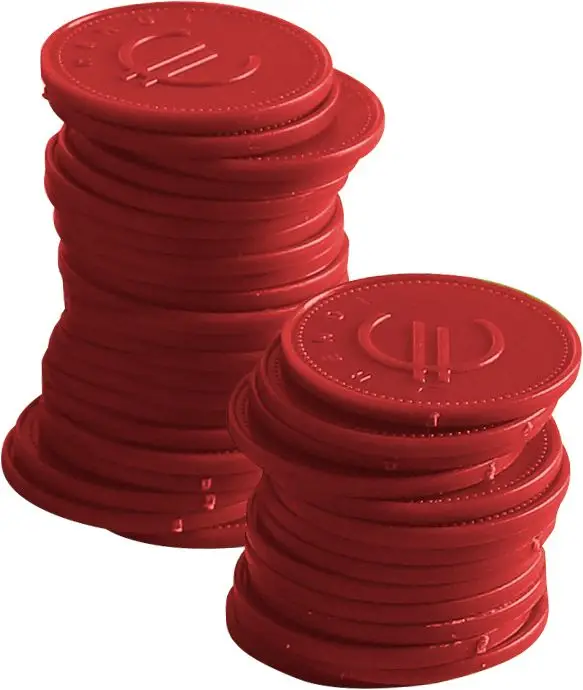 Fabrieksprijs Consumptiemunten – 100 St., Bar Up, Rood, 100 St., ø25mm