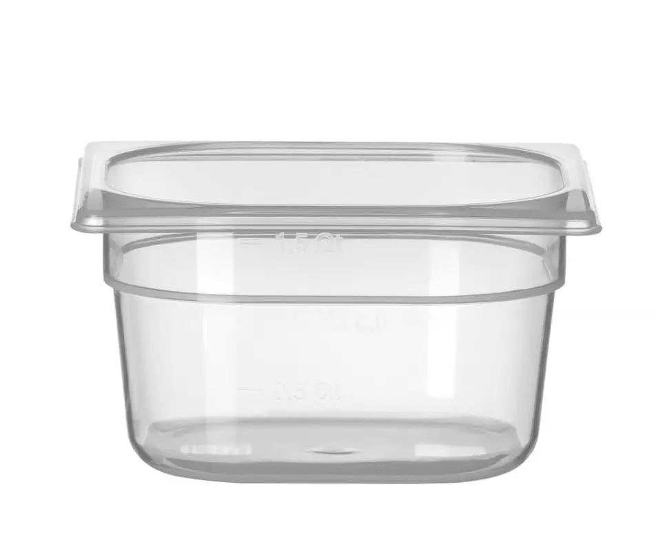 Weekendaanbieding Container GN 1/6 Polypropyleen, Hendi, Profi Line, GN 1/6, 1,6L, Transparant, 176x162x(h)100mm