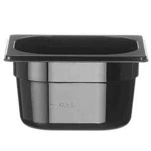 Bestel Nu Container GN 1/6 Zwart Polycarbonaat, Hendi, Profi Line, GN 1/6, 1,6L, Zwart, 176x162x(h)100mm
