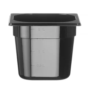 Koopje Container GN 1/6 Zwart Polycarbonaat, Hendi, Profi Line, GN 1/6, 2,4L, Zwart, 176x162x(h)150mm