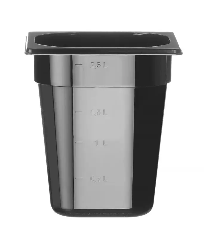Favoriet Container GN 1/6 Zwart Polycarbonaat, Hendi, Profi Line, GN 1/6, 3,4L, Zwart, 176x162x(h)200mm