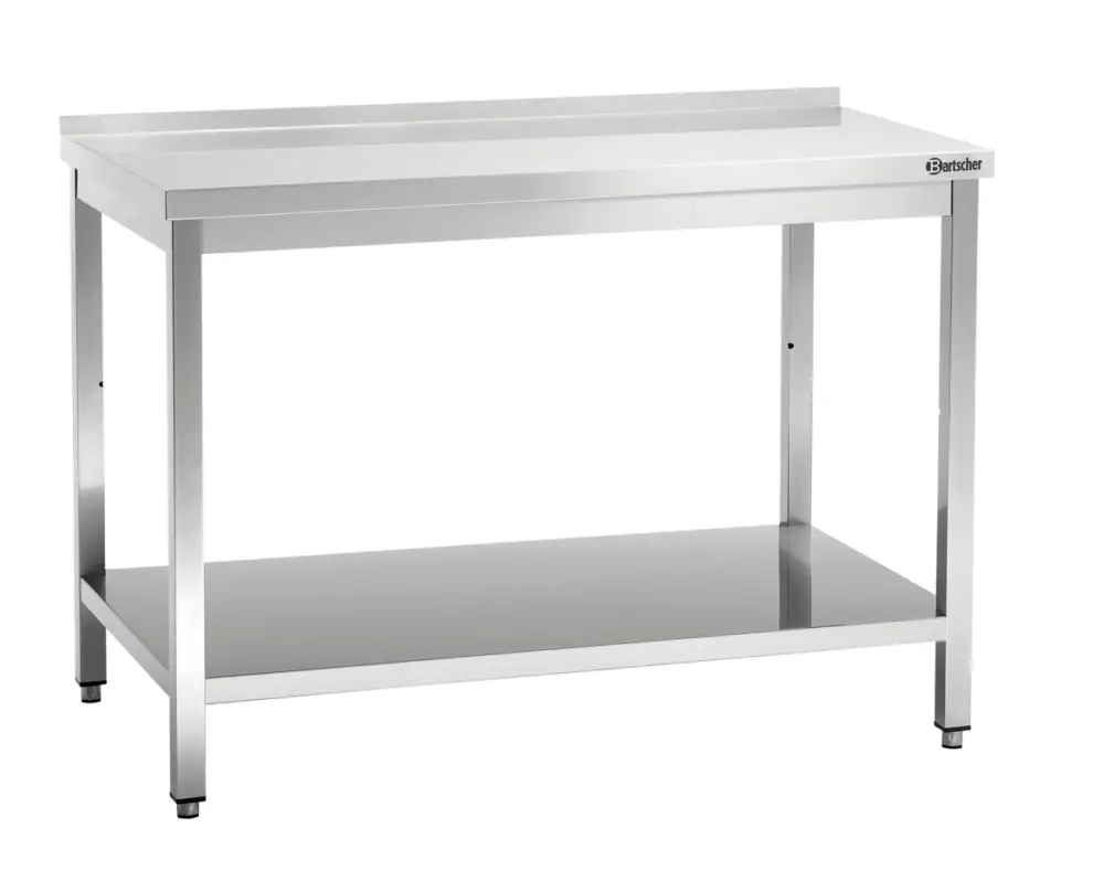 Dagaanbieding Bartscher Werktafel 700, B1200 MA | RVS | Met Opstaande Rand & Schap | 1200x700x850mm