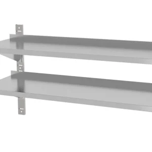 Bestel Nu Dubbel Verstelbare Wandplank, Met Twee Stalen Beugels, Hendi, 1000x300x(h)600mm