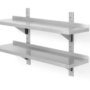 Korting Dubbel Verstelbare Wandplank, Met Twee Stalen Beugels, Hendi, 1200x300x(h)600mm