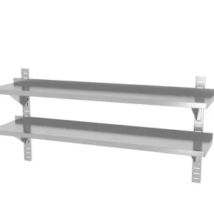 Koop Vandaag Dubbel Verstelbare Wandplank, Met Twee Stalen Beugels, Hendi, 1400x300x(h)600mm