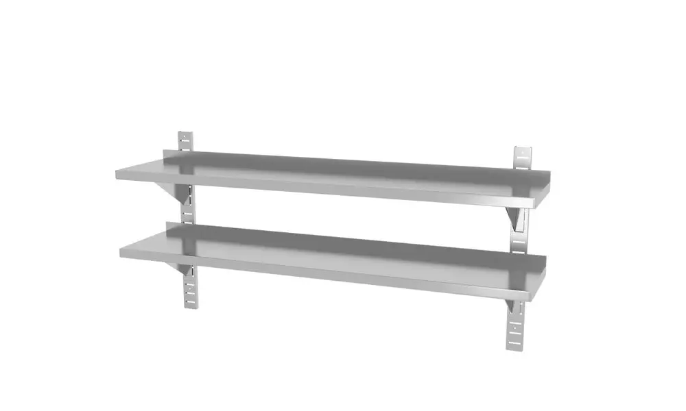 Koop Vandaag Dubbel Verstelbare Wandplank, Met Twee Stalen Beugels, Hendi, 1400x300x(h)600mm