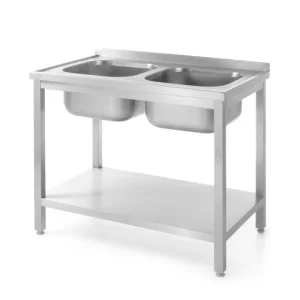 Op = Op Dubbele Spoeltafel Met Schap – Voor Zelfmontage, Hendi, Kitchen Line, 1000x600x(h)850mm