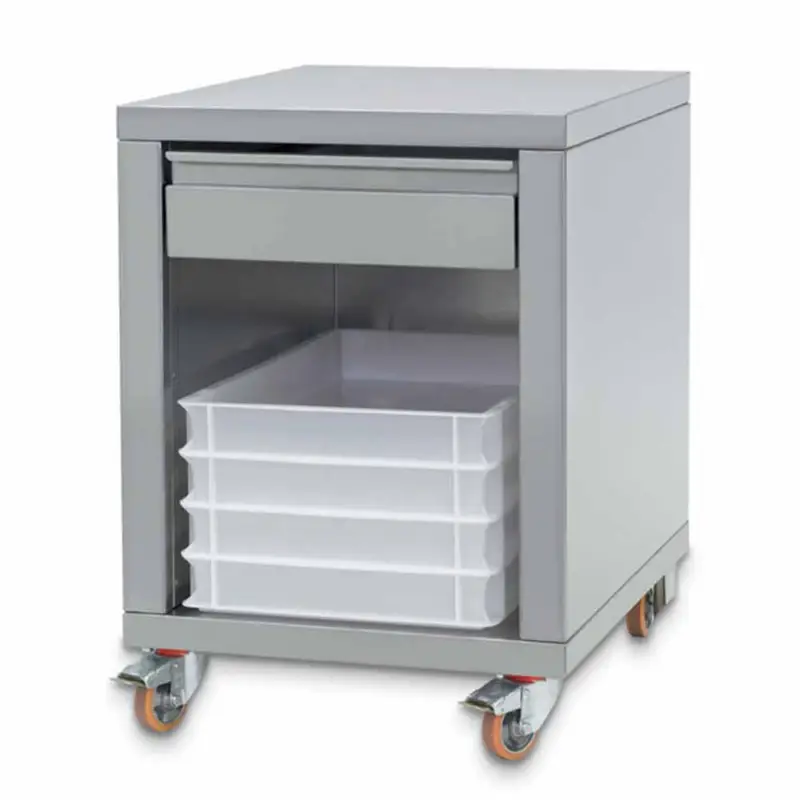 Snelle Levering R.v.s. Onderstel + Lade, Op Wielen, Voor Pizzapletter
