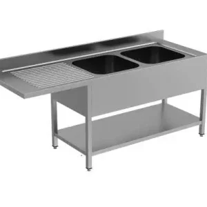 Unninox | 180x70x(h)85 Spoeltafel Met Vaatwasser Ruimte Links, Demontabel Weekendaanbieding