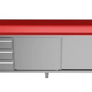 Unninox Snijwerktafel | RVS/polyethyleen | Schuifdeuren + Laden | 1400x700x850/900mm Veilige Betaling