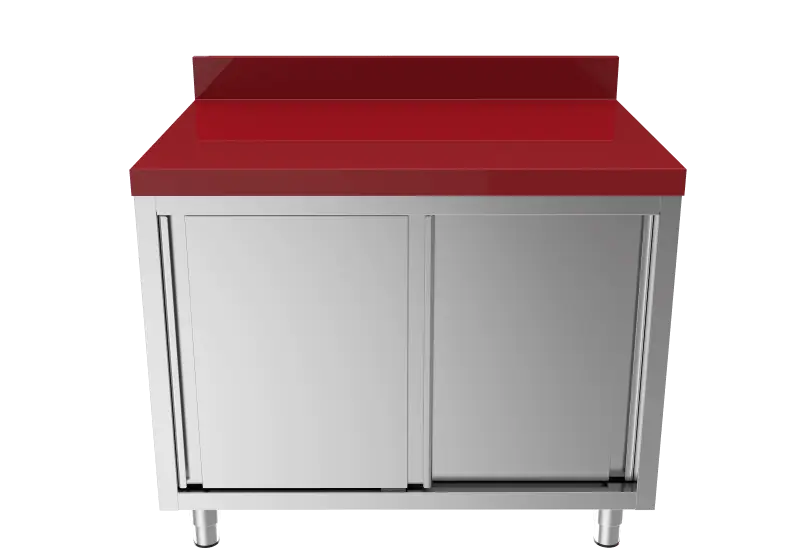 Unninox Snijwerktafel | RVS/polyethyleen | Schuifdeuren | Achter Rand | 1200x700x850/900mm Tijdelijk Beschikbaar