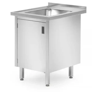 Gereduceerde Prijs Spoeltafel Met Kast – Gelast | Diepte: 700 Mm | Hendi Profi Line | 600x700x(h)850mm