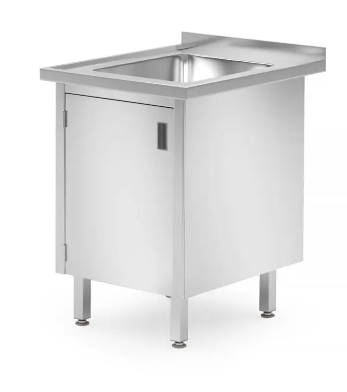 Gereduceerde Prijs Spoeltafel Met Kast – Gelast | Diepte: 700 Mm | Hendi Profi Line | 600x700x(h)850mm