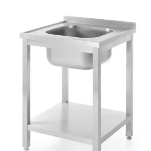 Direct Beschikbaar Spoeltafel met plank – geschroefd, diepte 600 mm, HENDI, Profi Line, Gecentreerd, 600x600x(H)850mm