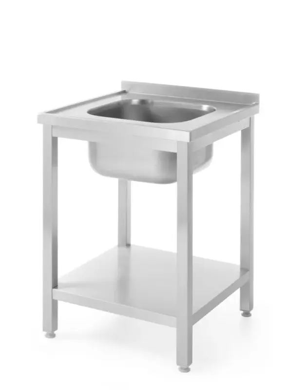 Direct Beschikbaar Spoeltafel met plank – geschroefd, diepte 600 mm, HENDI, Profi Line, Gecentreerd, 600x600x(H)850mm