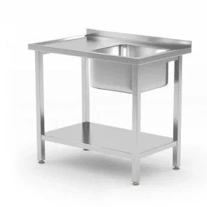 Korting Spoeltafel Met Schap – Geschroefd, Hendi, Budget Line, Wasbak Rechts, 800x600x(h)850mm
