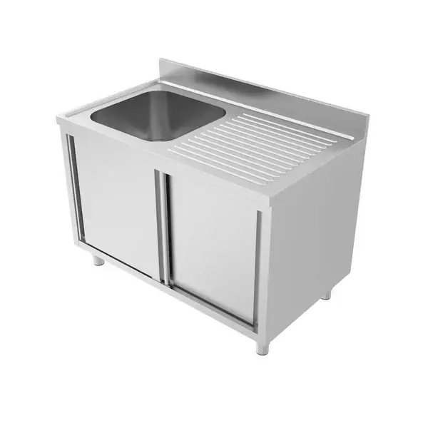 Unninox |120x70x(h)85 Spoeltafel Met Schuifdeuren Links Tijdelijk Beschikbaar