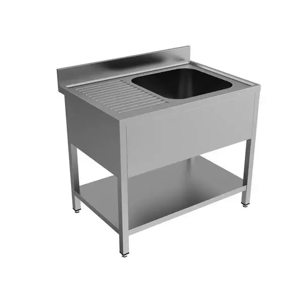 Unninox |140x70x(h)85 | RVS Spoeltafel Rechts Met Bodemschap, Demontabel Snelle Levering