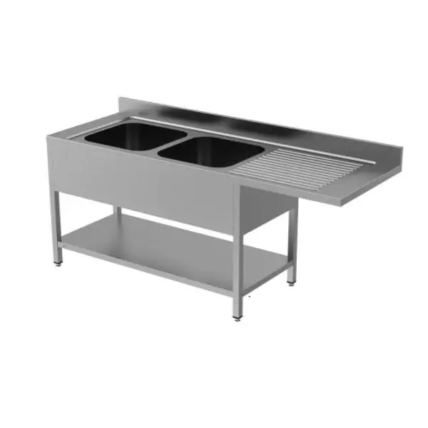 Unninox | 120x70x(h)85 Spoeltafel Met Vaatwasser Ruimte Links, Demontabel Nieuw