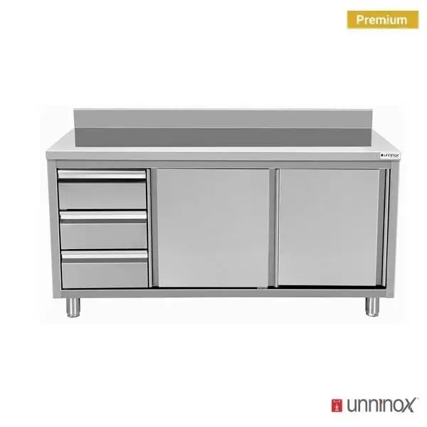 Unninox Werkbank | RVS | Schuifdeuren + Laden (Links) | 1200x700x850mm Express Levering