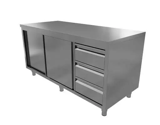 Favoriet Unninox Werktafel | RVS | Schuifdeuren + Laden Rechts | 1500x600x850/900mm
