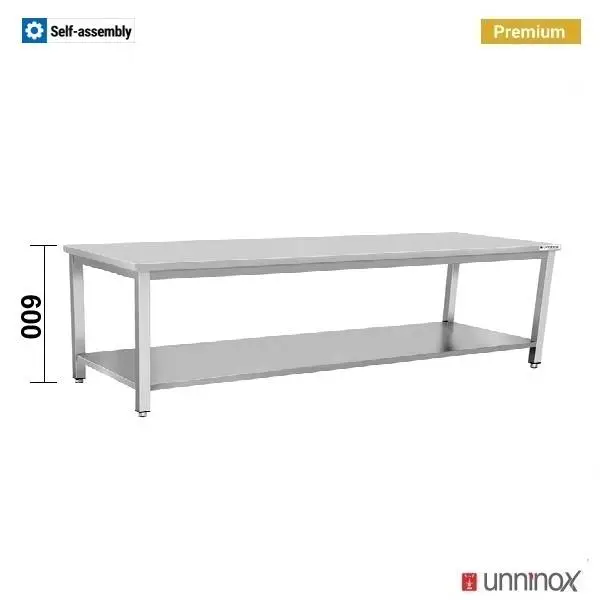 Unninox Werktafel Laag Model | Bodemschap | RVS | 1400x700x600 Flitsaanbieding
