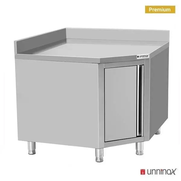 Snelle Levering Unninox Werktafelhoek met deur | Achter Rand | 1000×700x850mm