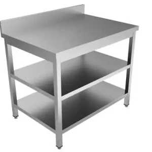 Unninox Werktafel | RVS | Tussen-/bodemschap | Achter Rand | 700x600x850/900mm Hoge Kwaliteit