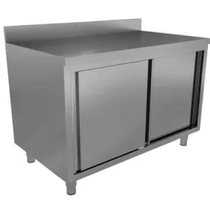 Unninox Werktafel | RVS | Schuifdeuren + Achter Rand | 2000x600x850/900mm Exclusieve Aanbieding