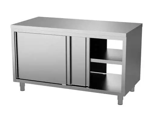Unninox RVS Doorgeef Werktafel 2 Zijdes Schuifdeuren |1000x700x850mm Rechtstreeks Van De Fabrikant