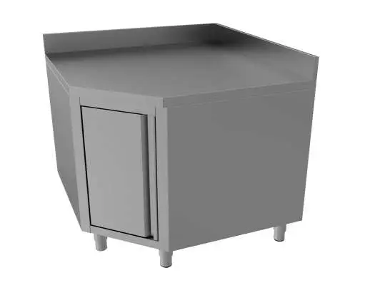 Tijdelijk Beschikbaar Unninox RVS Hoekwerkkast | Deur | Achter Rand | 600 Diep | 1000x1000x850/900(h)mm