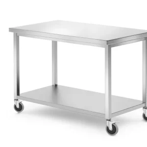 Seizoensaanbieding Werktafel Met Plank – Geschroefd, Diepte: 600 Mm., Hendi, Kitchen Line, 1200x600x(h)850mm