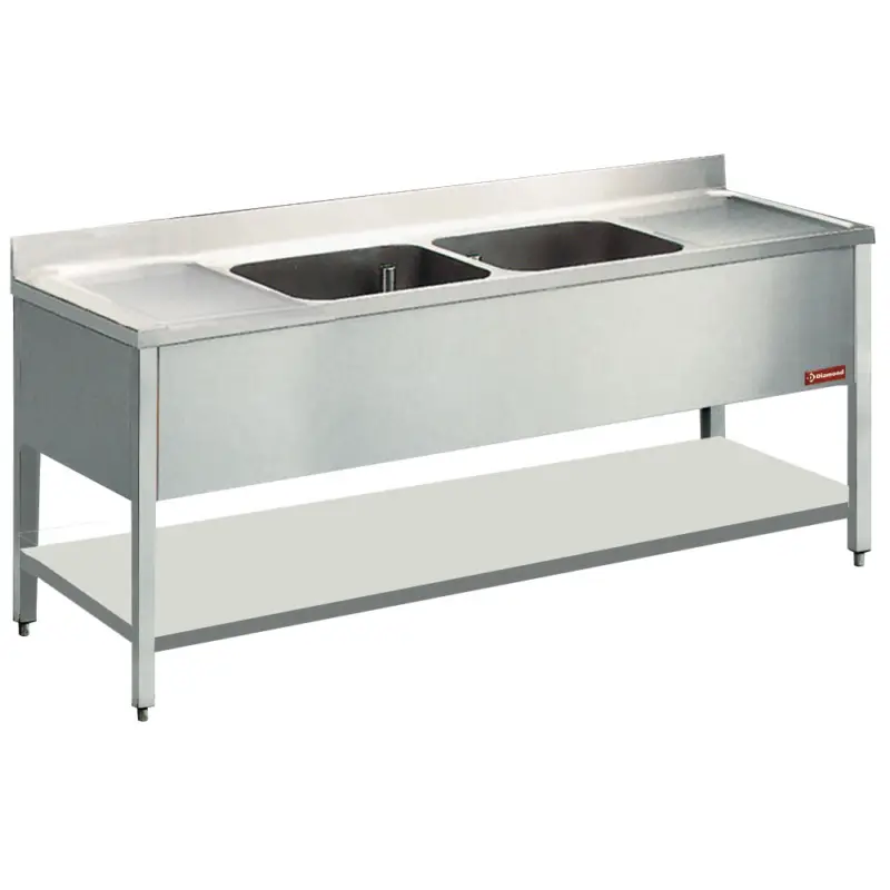 Uitverkoop Spoeltafel 2 Kuipen 500x500xh325 2 Druipv+on
