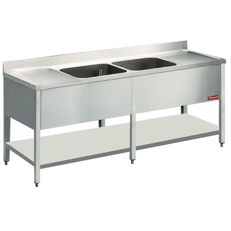 Direct Verzonden Spoeltafel Met 2 Kuipen En 2 Druipvlakken