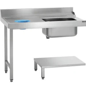 Gecertificeerd Bartscher Aanvoertafel DS-LI1BAS | RVS | 50L Spoelbak | Afvalschacht | Linkszijdige Aanbouw | 1200x720x950mm