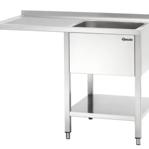 Bartscher RVS Spoeltafel met 1 Spoelbak Rechts en Bodemschap | Vaatwasser Links | 1200x700x850 mm Merkproduct