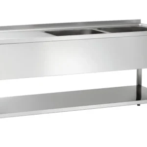 Bartscher RVS Spoeltafel Met 2 Spoelbakken Rechts En Bodemschap + Achteropstand | 1800x700x850mm Shop Nu