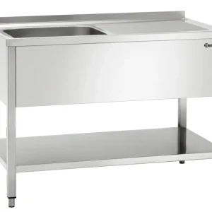 Fabrieksprijs Bartscher RVS spoelwerktafel met 1 spoelbak en bodemschap + achteropstand | 1200x700x850mm