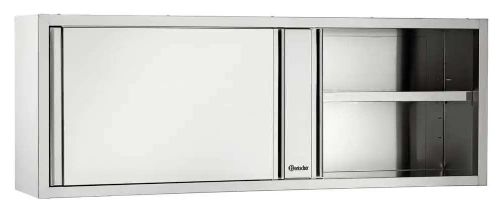 Bartscher RVS Wandkast met Schuifdeuren | Verstelbare Tussenschap | 1800x400x660mm Direct Verzonden