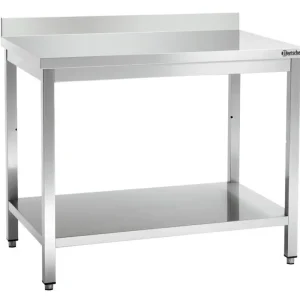 Korting Bartscher Werktafel 700, B1000 MA | RVS | Met Opstaande Rand & Schap | 1000x700x850mm