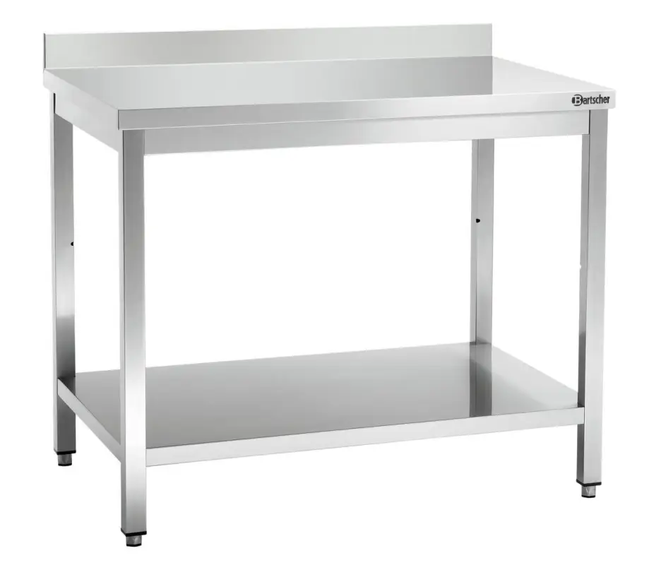 Korting Bartscher Werktafel 700, B1000 MA | RVS | Met Opstaande Rand & Schap | 1000x700x850mm