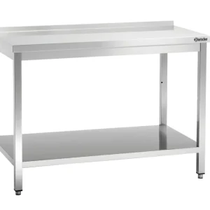 Bartscher Werktafel 700, B1400 MA | RVS | Met Opstaande Rand & Schap | 1400x700x850mm Direct Verzonden