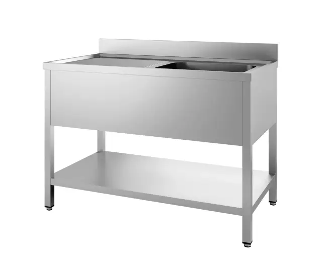 Exclusieve Aanbieding Combisteel Spoeltafel | PRIME | RVS | 2 Spoelbakken Rechts + Afdruipvlak | Bodemschap | Achterrand | 1600x700x850mm