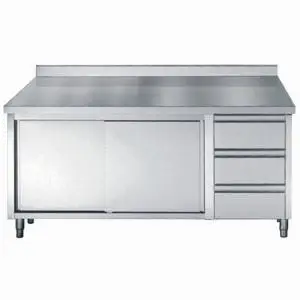 Merkproduct 700 Werktafel Schuifdeuren Laden Rand 1600 | Combisteel